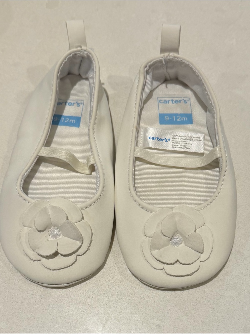 Carter's White Baby Girls Floral Soft Sole Shoes